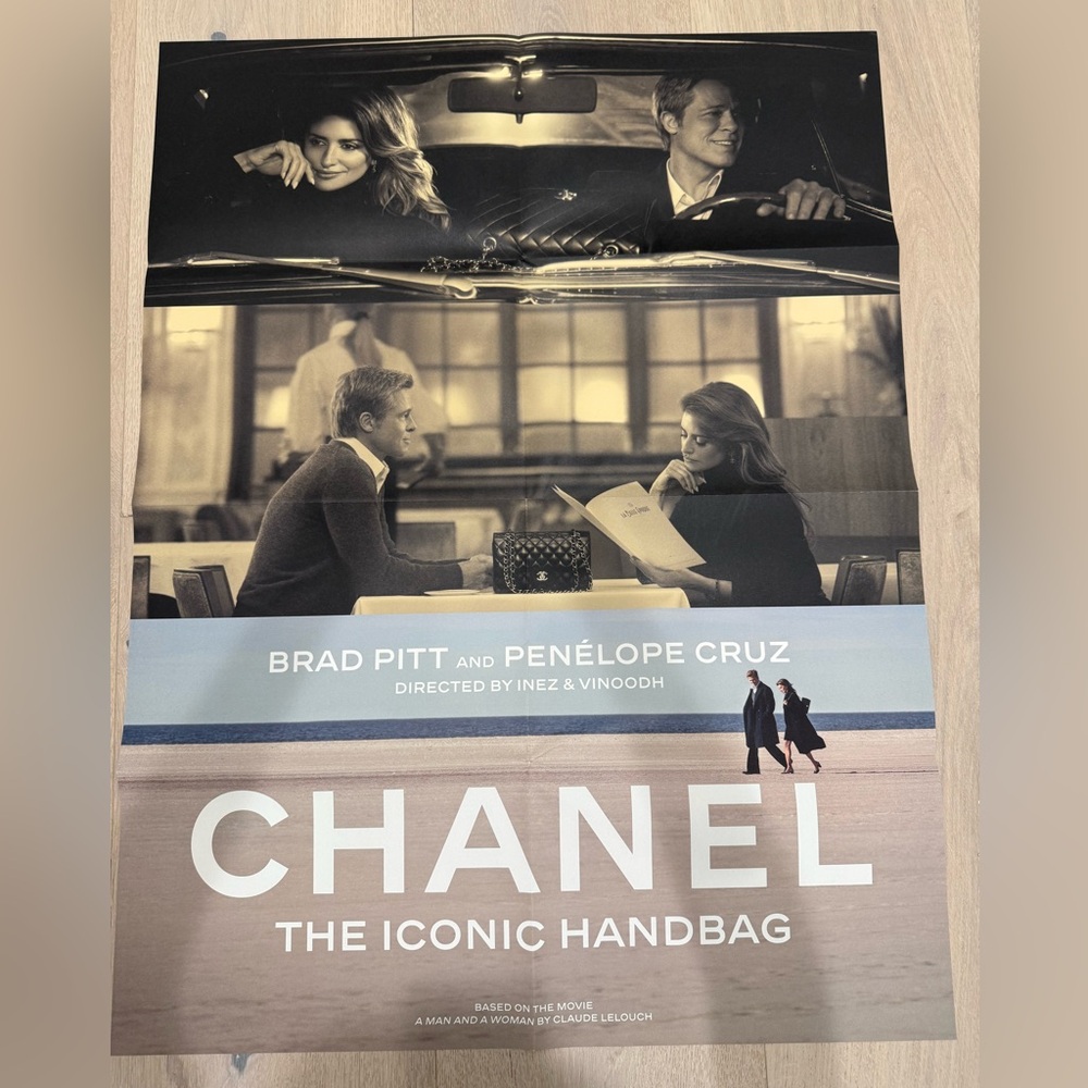 CHANEL Iconic Handbag Wall Art/ Poster Set Featuring Brad Pitt and Penelope Cruz